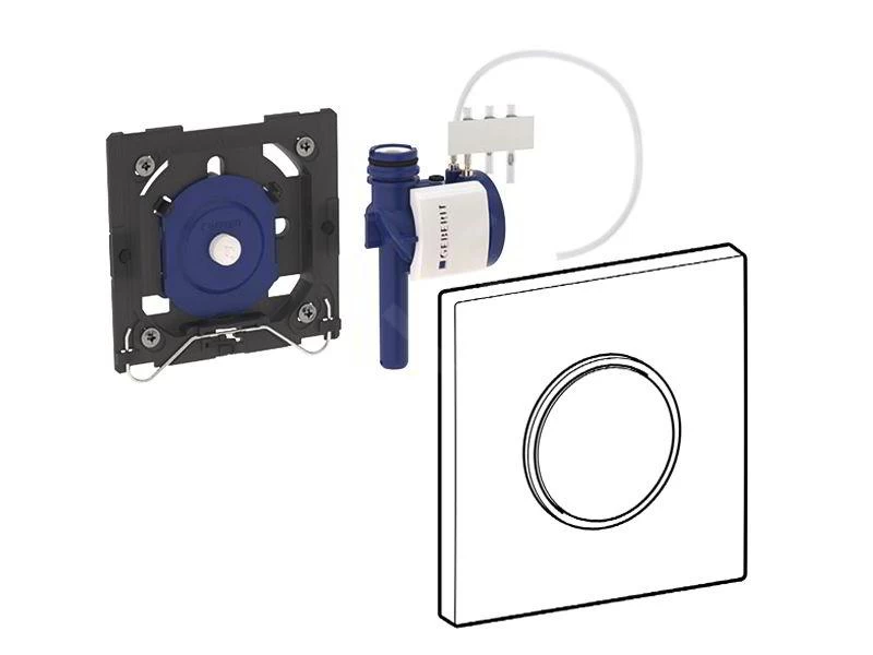 Geberit Spoelsystemen - Urinoirstuursysteem Met Pneumatische Spoelactivering, Bedieningsplaat Type 10, Zwart/chroom 116.015.KM.1 - Image 3