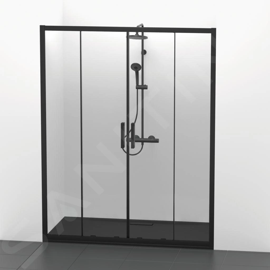 Ideal Standard Connect 2 - Schuif Douchedeur, 4-delig, 1600 Mm, Zwart/helder Glas K9282V3 - Image 3