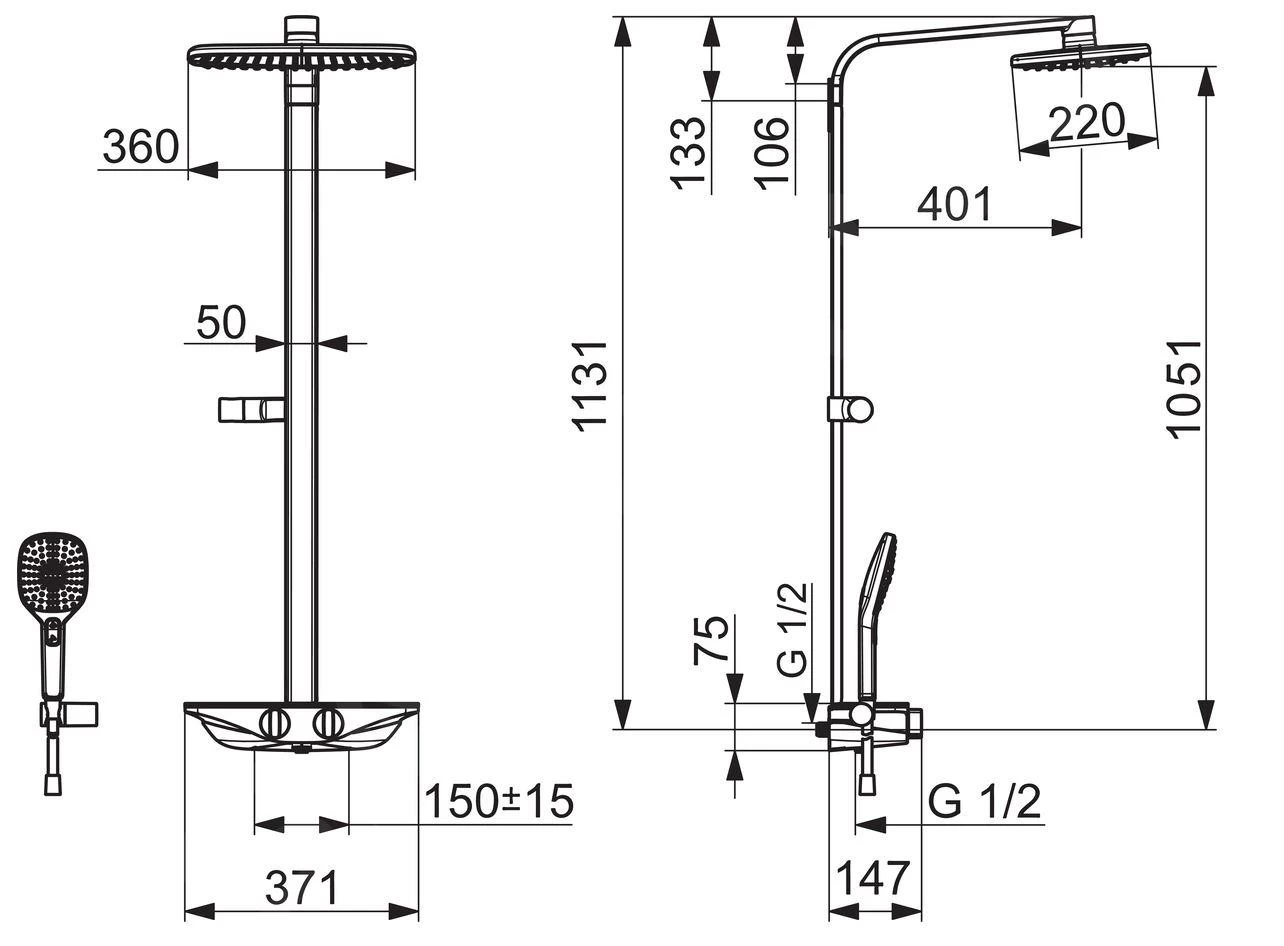 Hansa Emotion - Doucheset Met Thermostaat, 360x 220 Mm, Antraciet/chroom 5865017184 - Image 2