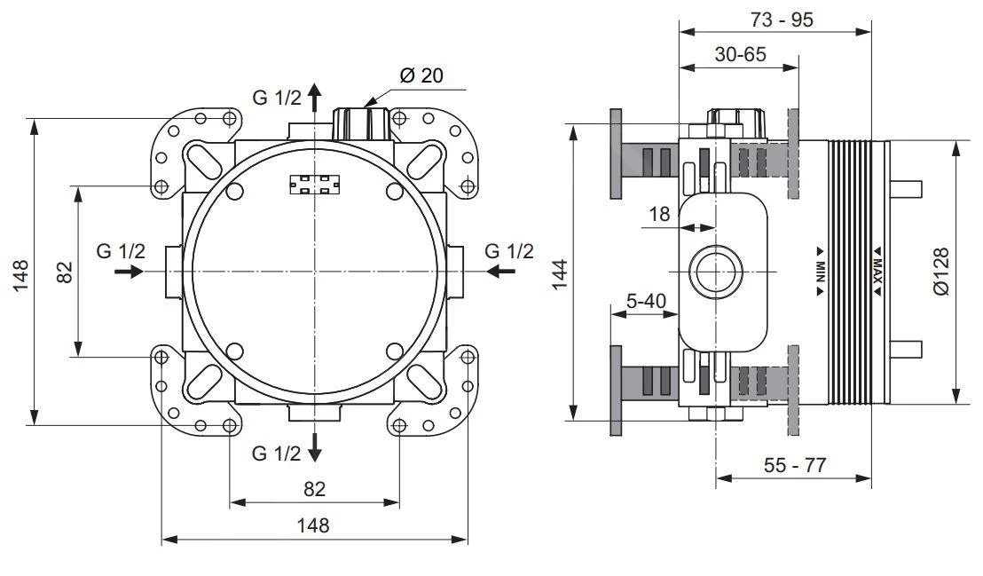 Ideal Standard Active - Easy-Box Basisgarnituur Voor Inbouw Douche- En Badkranen A1000NU - Image 2