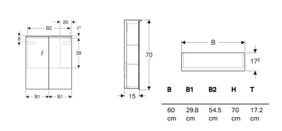 Geberit Option - Spiegelkast Met Verlichting, 600x700x172 Mm 500.593.00.1 - Image 2