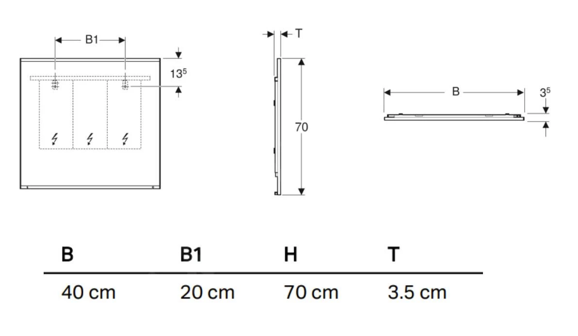 Geberit Option - Spiegel Met LED-verlichting En Verwarming, 400x700 Mm 501.070.00.1 - Image 2