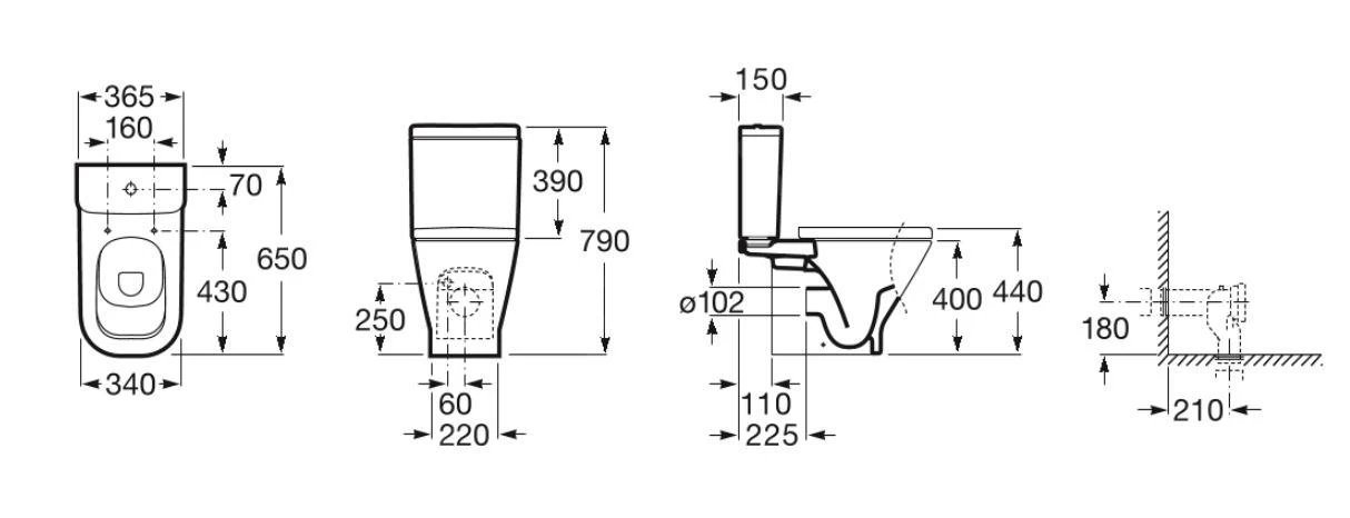 Roca The Gap - Duoblokpot, Afvoer Naar Achter, Wit A342477000 - Image 2