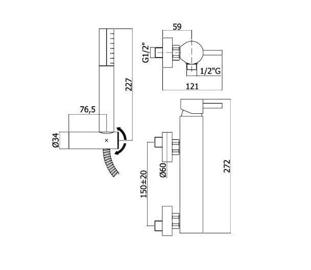 Paffoni Stick - Doucheset Met Kraan, Chroom SK168DCR - Image 2