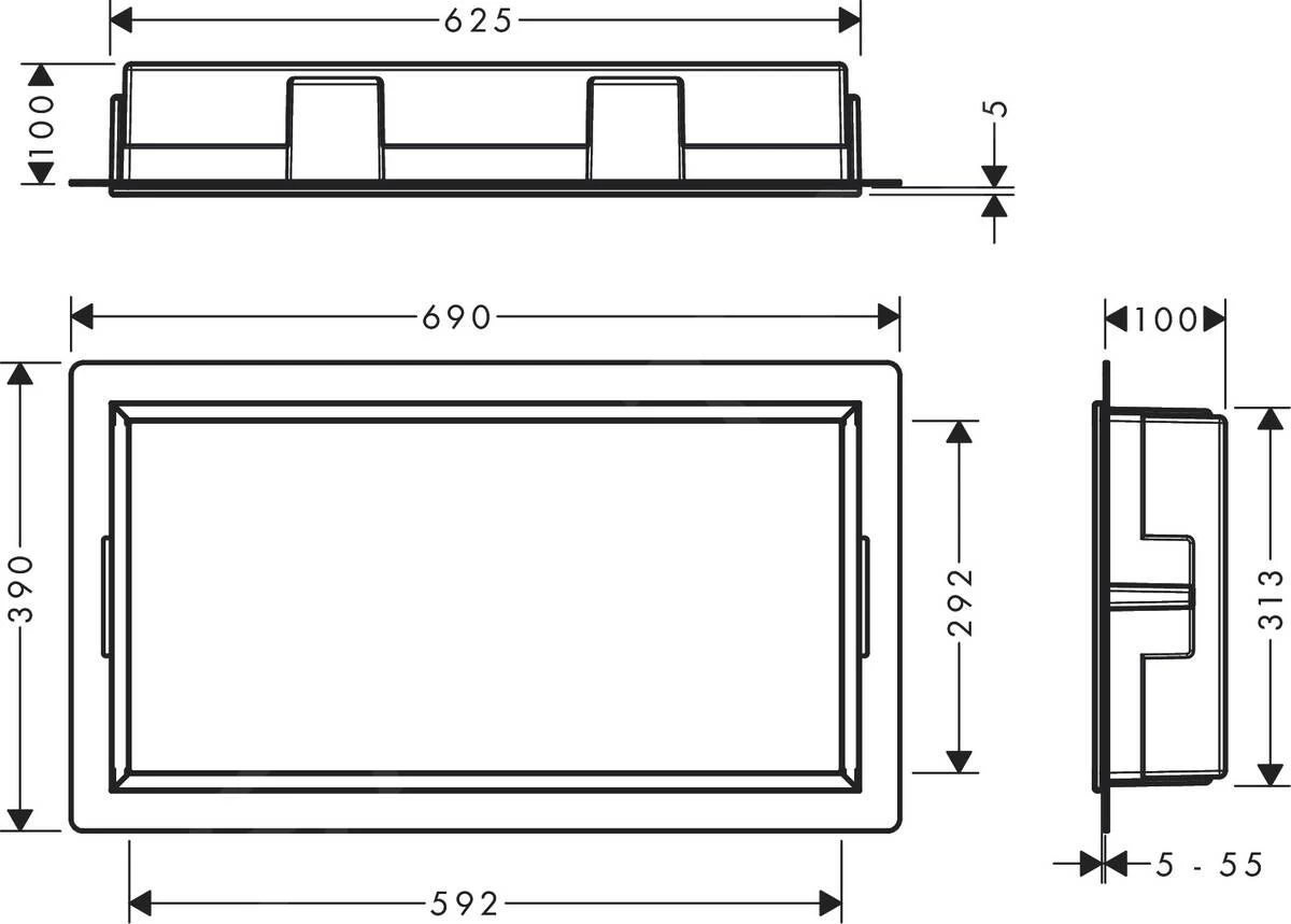 Hansgrohe XtraStoris Original - Inbouwnis, 300x600x100 Mm, Mat Wit 56064700 - Image 2