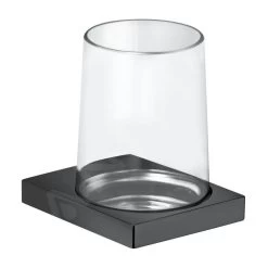 Keuco Edition 11 - Tandenborstelbeker Met Houder, Glas/zwart Chroom Geborsteld 11150139000