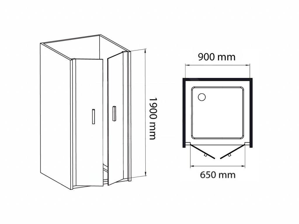 Lansanit LitEX Briano - Vouwdeur Douche 900 Mm, Glanzend Aluminium/mat Glas BF90-190-M - Image 2
