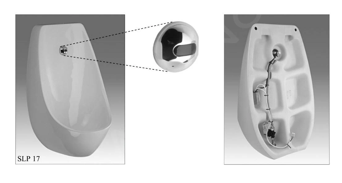 Sanela Elektronische Urinoirs - Domino Urinoir Met Infrarood Spoelsysteem, Elektronica ALS, Voeding 230V AC/24V DC, Wit SLP 17 - Image 3