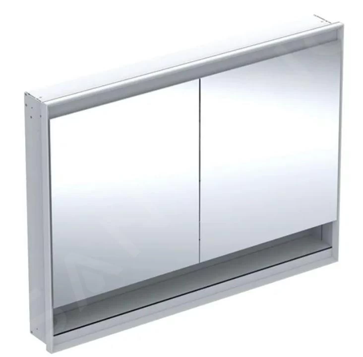 Geberit ONE - Spiegelkast Met LED-verlichting, 1200x900x150 Mm, 2 Deuren, Met Nis, Inbouw, Aluminium 505.825.00.1