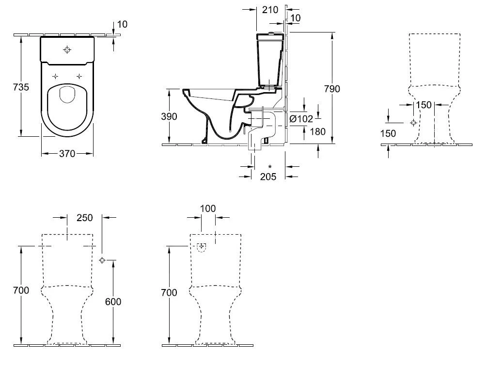 Villeroy & Boch Hommage - Duobloktoilet, 370x725 Mm, CeramicPlus, Wit 666210R1 - Afbeelding 2