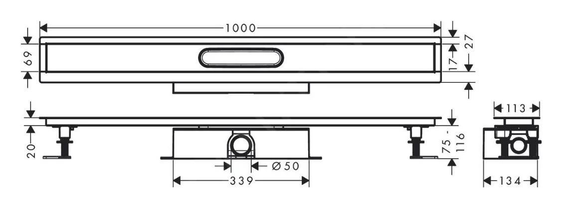 Hansgrohe UBox Universal - Complete Set Voor Standaard Installatie 1000 Mm Douchegoten, Rvs 56026180 - Image 2