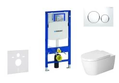 Geberit Duofix - Toiletset Met Sigma20 Bedieningsplaat, Wit/glanzend Chroom + Duravit ME By Starck Hangend Toilet En Wc Bril, Rimless, SoftClose 111.300.00.5 NM4
