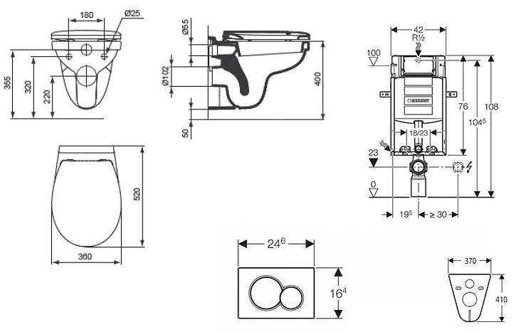 Geberit Kombifix - Set Inbouwreservoir, Closet Alpha Met WC-zitting, Bedieningsplaat Sigma20, Wit/chroom 110.302.00.5 ND4 - Image 2