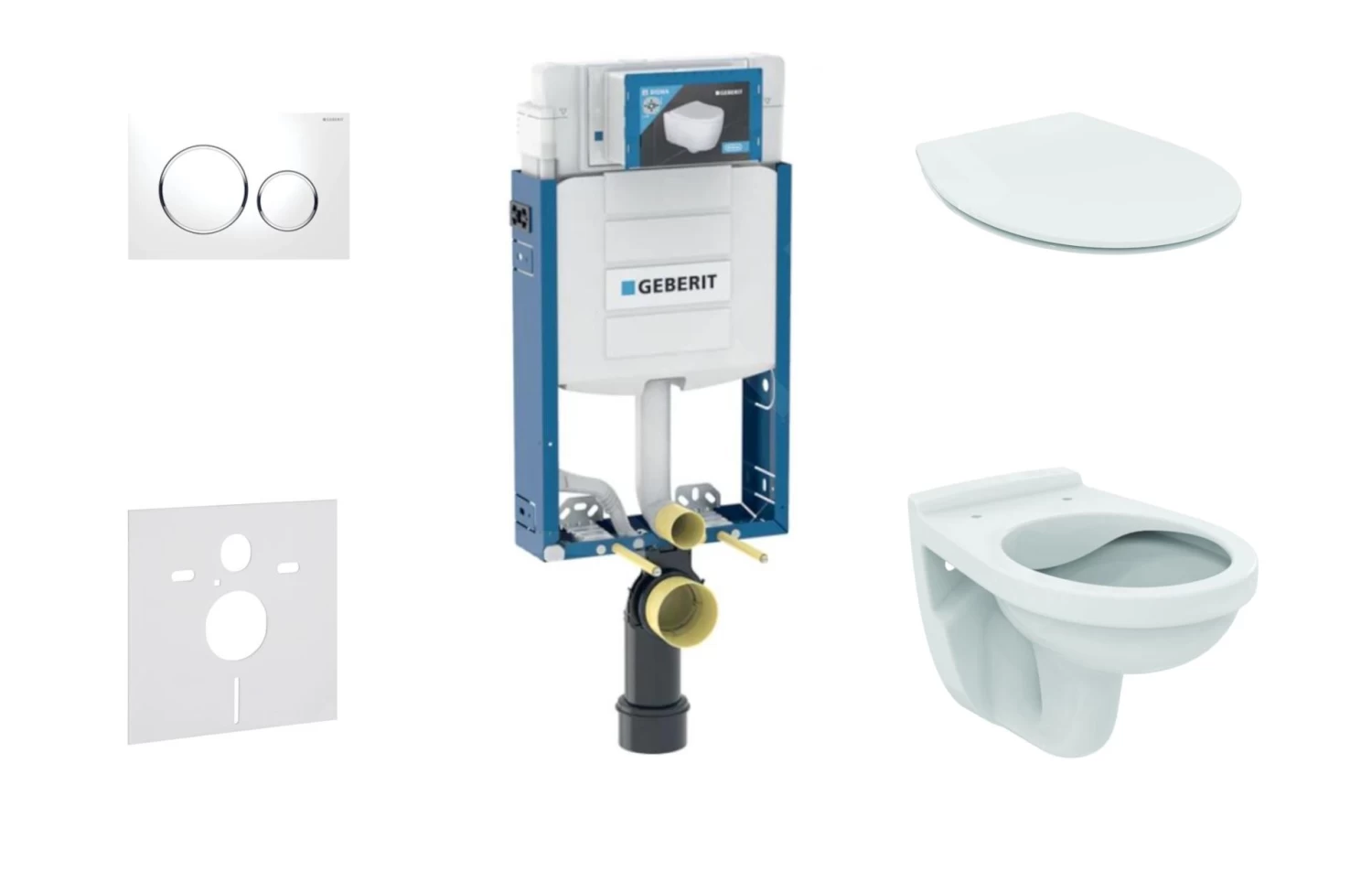 Geberit Kombifix - Set Inbouwreservoir, Closet Alpha Met WC-zitting, Bedieningsplaat Sigma20, Wit/chroom 110.302.00.5 ND4