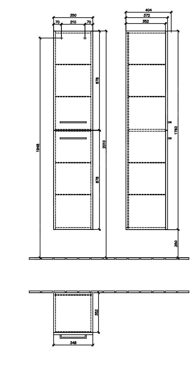 Villeroy & Boch Avento - Hoge Badkamerkast, 350x1760x372 Mm, 2 Deuren, Crystal Black A89400B3 - Image 2