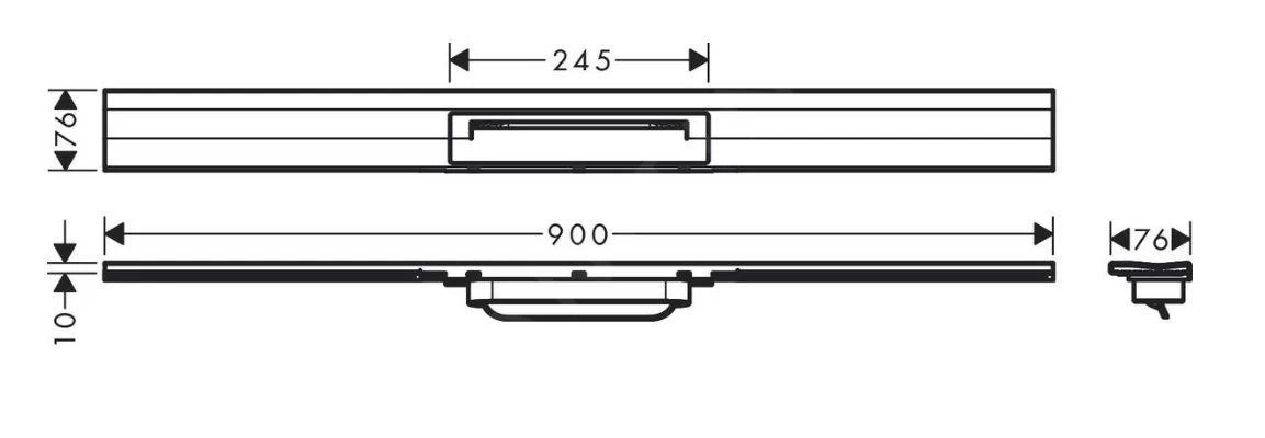 Hansgrohe RainDrain Flex - Douchegoot Met Rvs Rooster 900, Wandmodel, Inkortbaar, Mat Wit 56052700 - Image 2