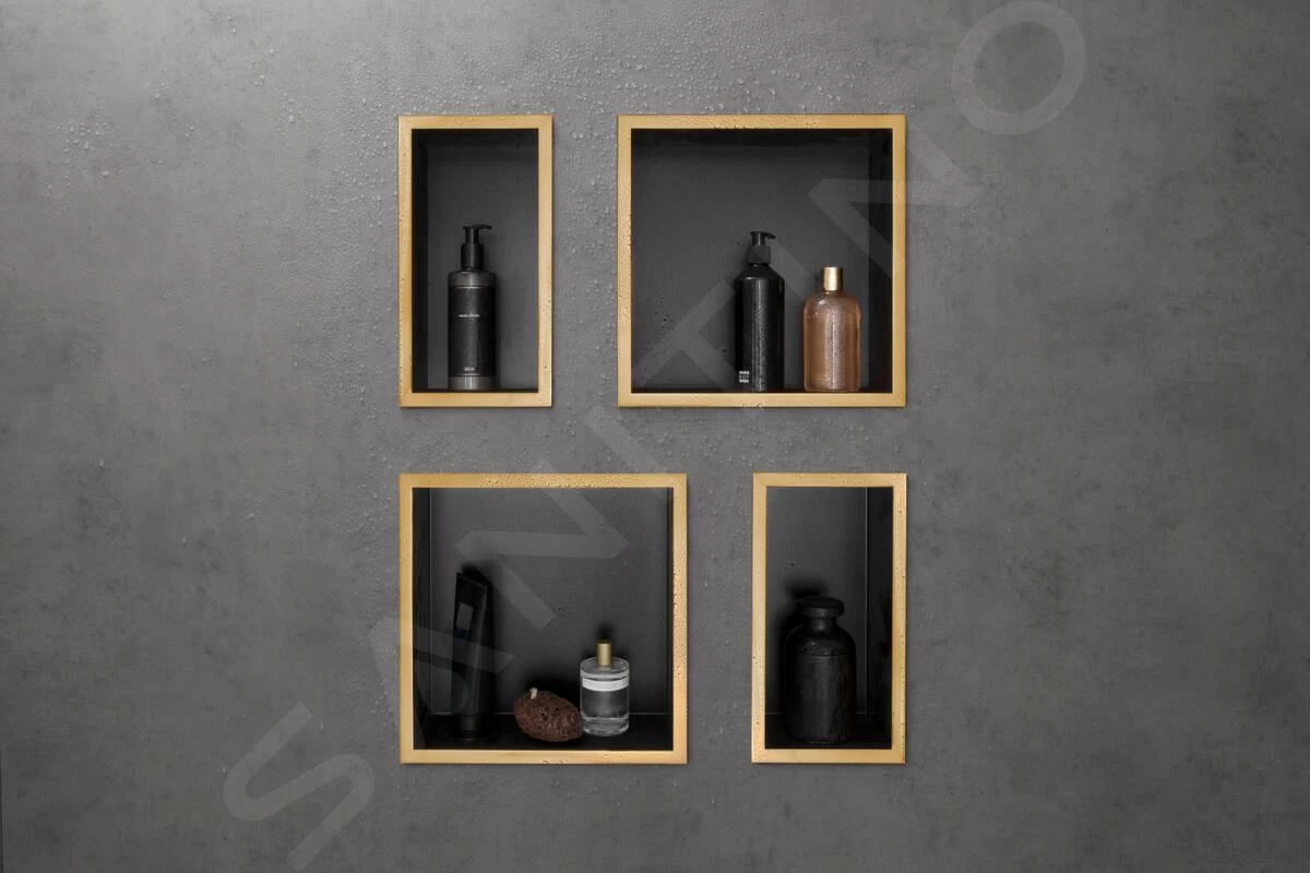 Hansgrohe XtraStoris Individual - Inbouwnis Met Designlijst, 300x300x100 Mm, Mat Zwart/gepolijst Goud 56098990 - Image 4