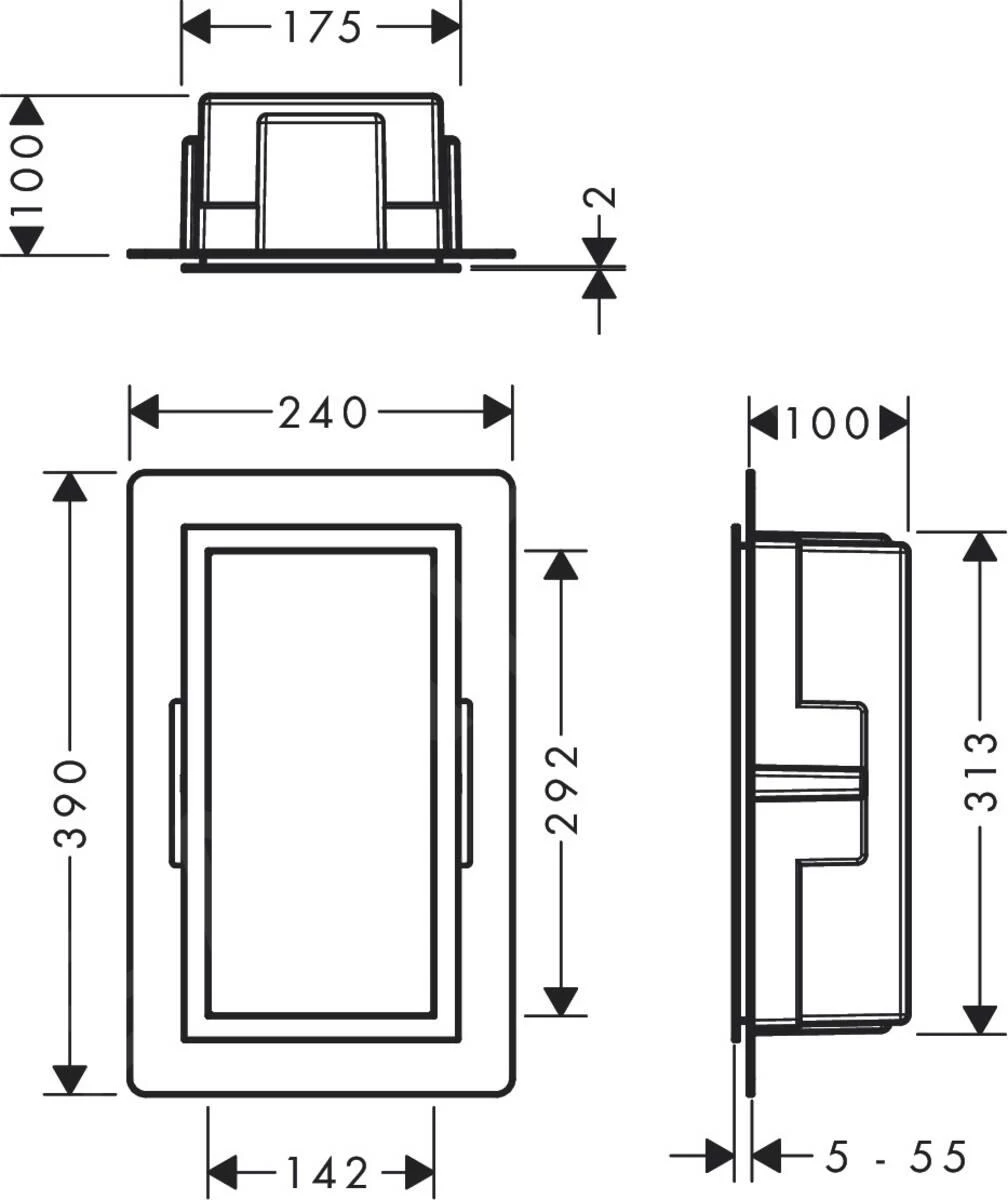 Hansgrohe XtraStoris Individual - Inbouwnis Met Designlijst, 300x150x100 Mm, Geborsteld Rvs/geborsteld Zwart Chroom 56094340 - Image 2