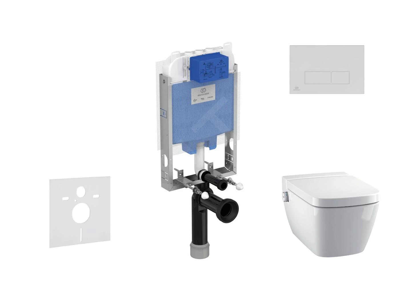 Ideal Standard ProSys - Toiletset- Inbouwreservoir, Douche-WC, WC-zitting TECEone, Oleas M2 Bedieningsplaat, Rimless, SoftClose, Chroom ProSys80M SP129