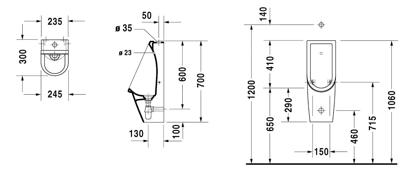 Duravit Starck 3 - Urinoir, Bovenste Waterinlaat, Rimless, Met WonderGliss, Alpine Wit 08262500001 - Image 2