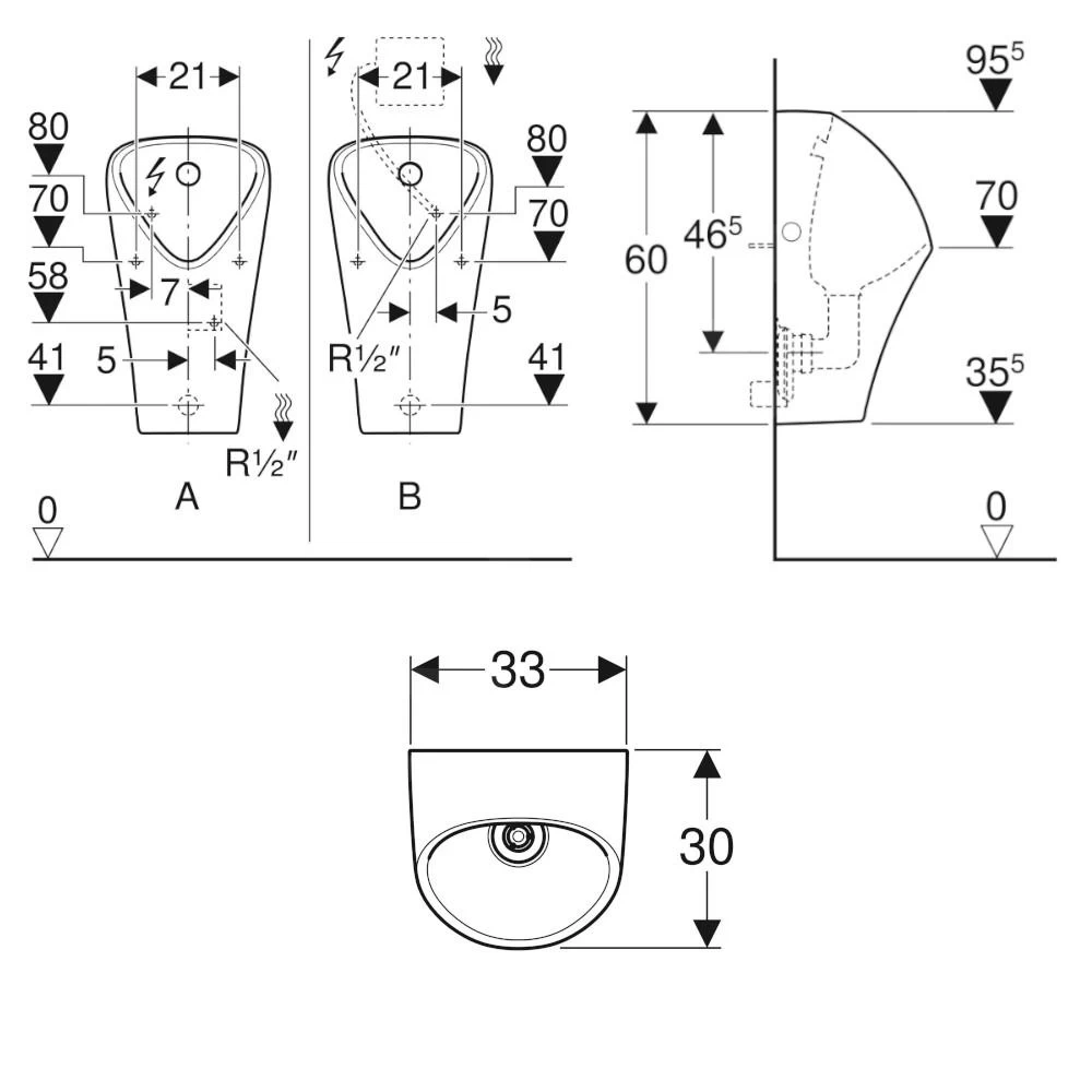 Geberit Urinoirs - Urinoir Narva, Achterinlaat, KeraTect, Wit 501.655.00.8 - Image 2