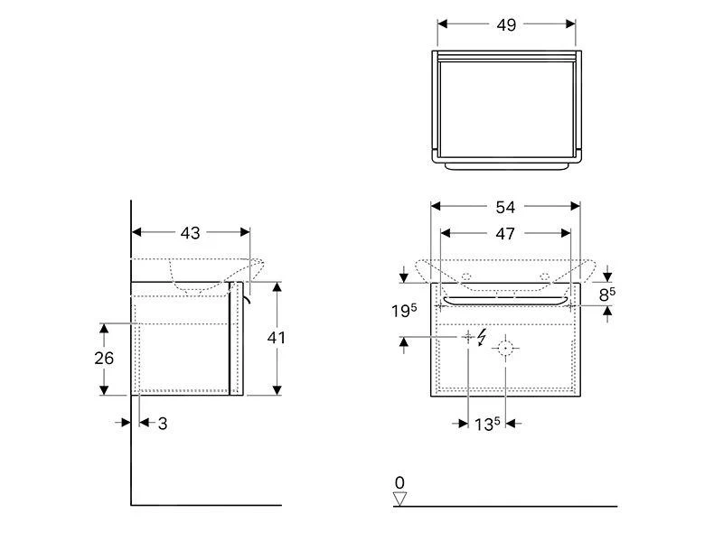 Geberit MyDay - Wastafelonderkast, 540x410x430 Mm, 1 Schuiflade Met LED-verlichting, Glanzend Wit Y824065000 - Image 2
