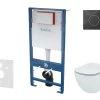 Kielle Genesis - Voorwand Montageset, Tesi Toilet En Softclose Toiletbril, Aquablade, Gemini II Bedieningsplaat, Mat Zwart/chroom SANI11AD5101