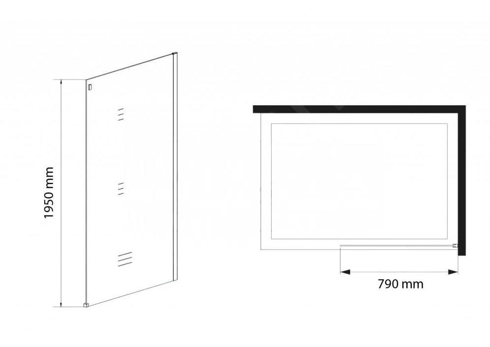 Lansanit LitLUX Slim Alvaro - Vaste Douchewand 800 Mm, Helder Glas SPZD80 - Image 2