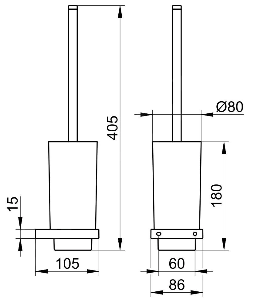 Keuco Edition 11 - WC-borstel Met Houder, Mat Glas/zwart Chroom Geborsteld 11164139000 - Image 2