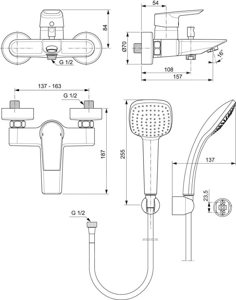 Ideal Standard Tesi - Badmengkraan Opbouw + Toebehoren , Chroom A6584AA - Image 2