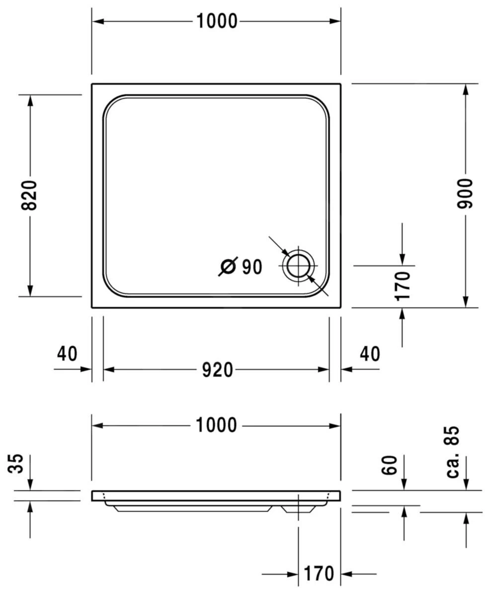 Duravit D-Code - Douchebak 1000x900 Mm, Alpine Wit 720107000000000 - Image 2