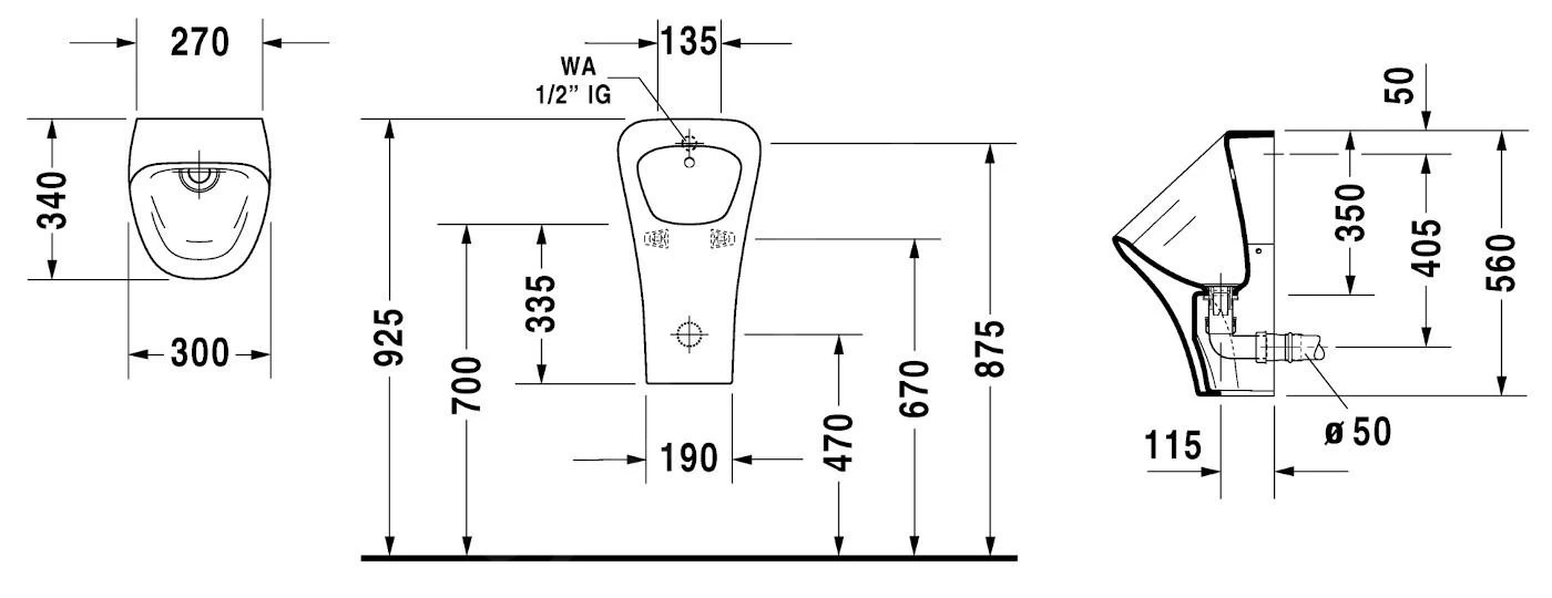 Duravit DuraStyle - Urinoir, Met Achterinlaat, Rimless, Met HygieneGlaze, Alpine Wit 2806302000 - Image 2