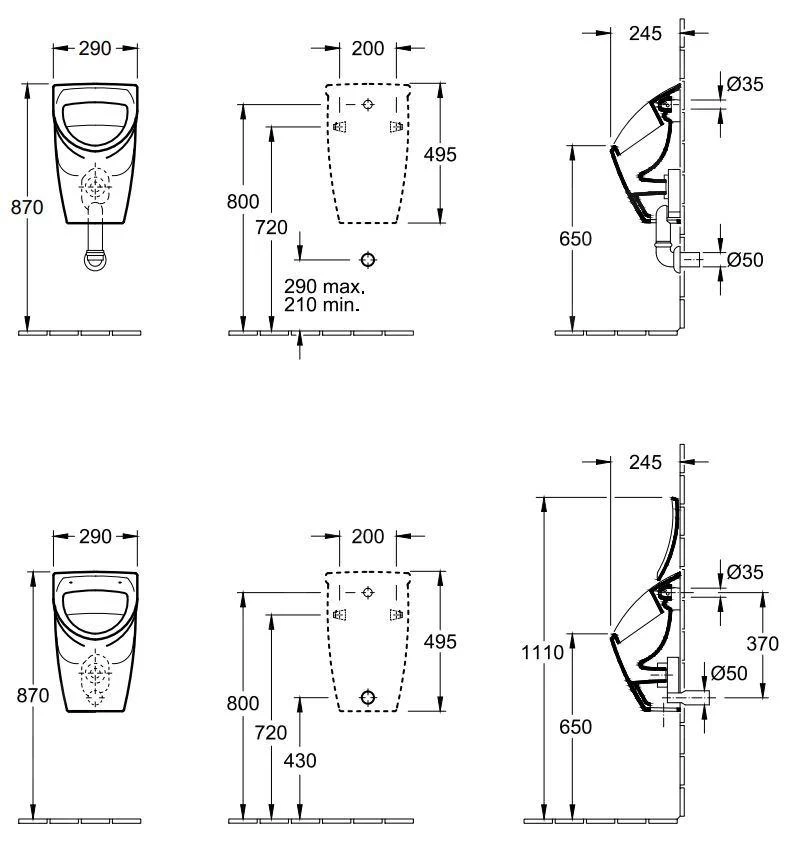 Villeroy & Boch O.novo - Compact Urinoir, Achterzijde, Met Vlieg, Alpine Wit 75570501 - Image 2