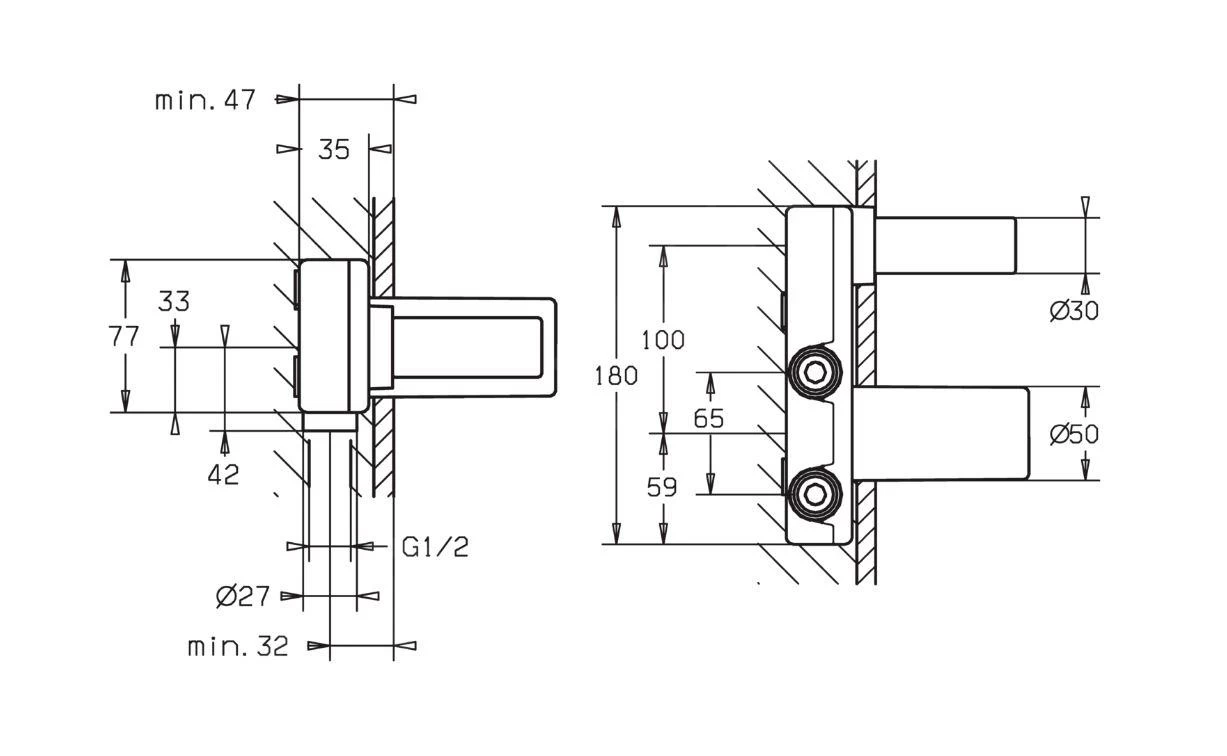 Hansa Vario - Inbouw Basisgarnituur Voor 2-gats Wastafelkraan, DN15 57860100 - Image 2