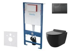 Kielle Genesis - Set Voorwandinstallatie, Toilet Gaia, Toiletbril Softclose En Bedieningspaneel Gemini III, Mat Zwart 30505SS12