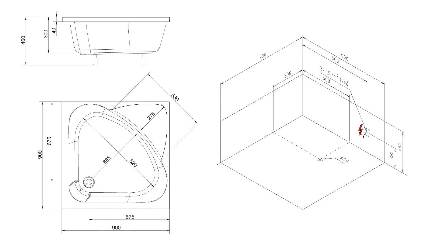 Polysan Douchebakken - Douchebak CARMEN, 900x900 Mm, Wit 29611 - Image 2