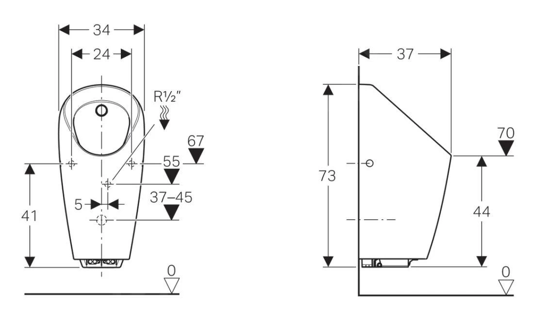Geberit Urinoirs - Urinoir Selva Met Geïntegreerde Besturing, Batterijvoeding, Wit 116.083.00.1 - Image 2