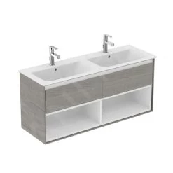 Ideal Standard Connect Air - Wastafelonderkast Voor Dubbele Wastafel 1200 Mm, Grijs Eiken/mat Wit Gelakt E0829PS