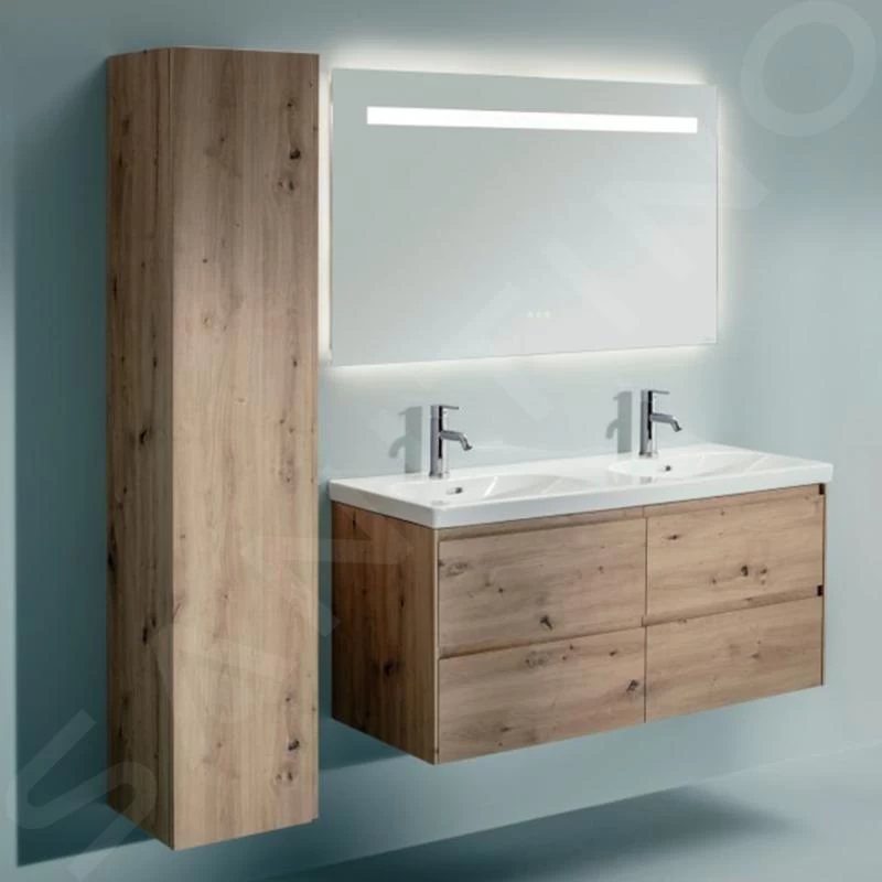 Laufen Lani - Hoge Kast 165x35 Cm, 1 Deur, Scharnieren Rechts, Eiken H4037221122671 - Image 3