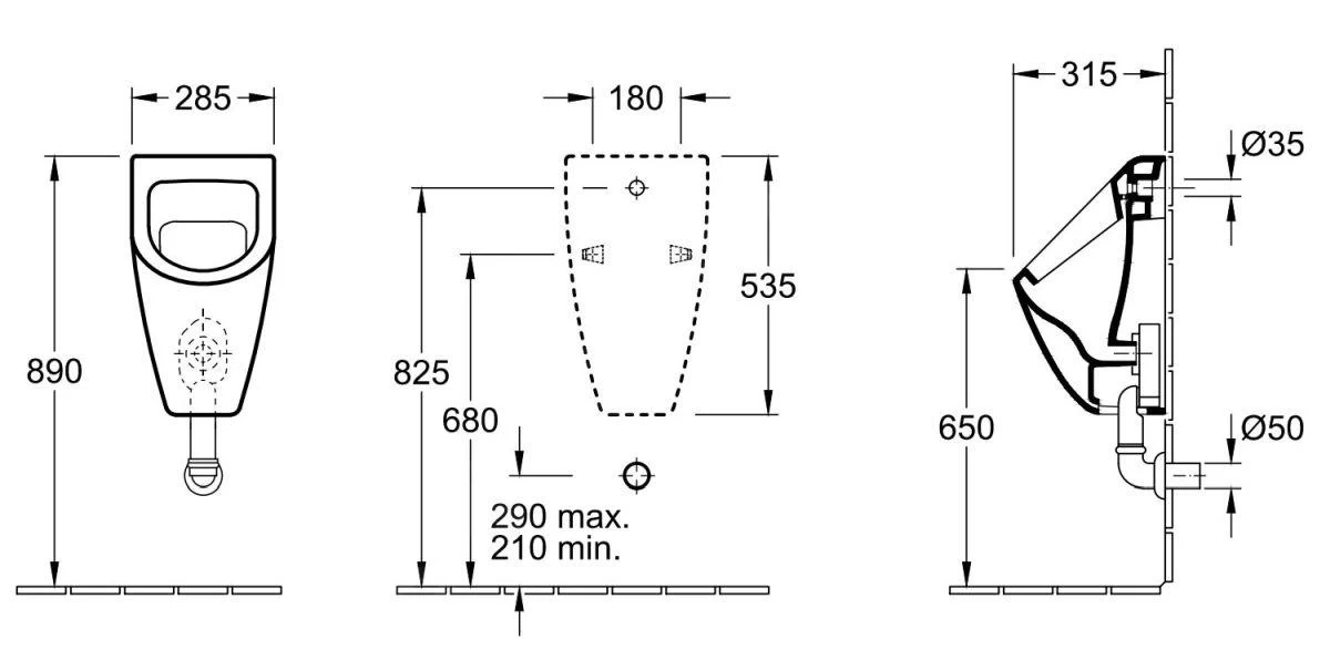 Villeroy & Boch Subway 2.0 - Urinoir Voor Dekseluitvoering, CeramicPlus, Alpine Wit 751301R1 - Image 2