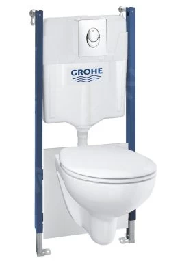 Grohe Solido - Voorwand Montageset, Bau Ceramic Toilet En Softclose Zitting, Start Bedieningsplaat, Chroom 39419000