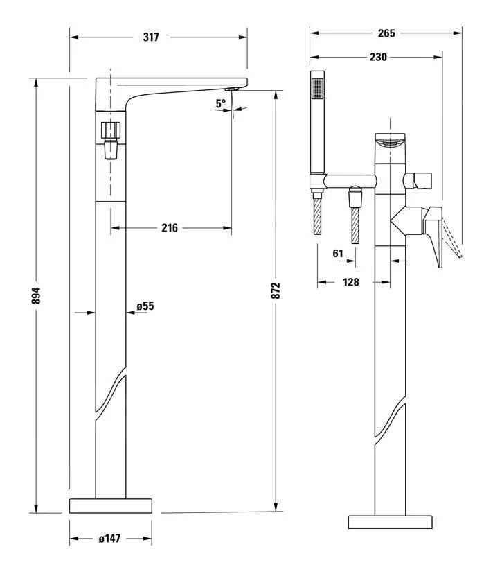 Duravit Tulum - Vrijstaande Badkraan, Chroom TU5250000010 - Image 2